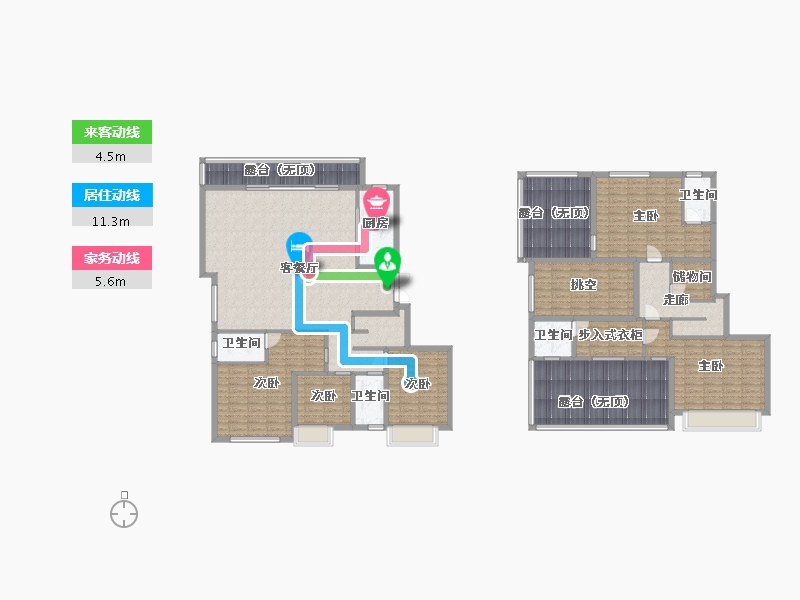 湖南省-长沙市-阳光城尚东湾E户型287m²-244.32-户型库-动静线