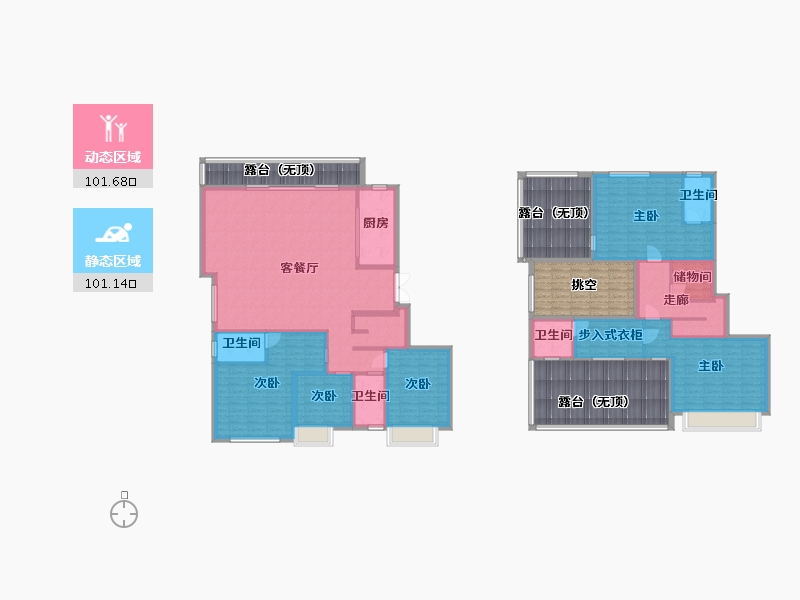 湖南省-长沙市-阳光城尚东湾E户型287m²-244.32-户型库-动静分区