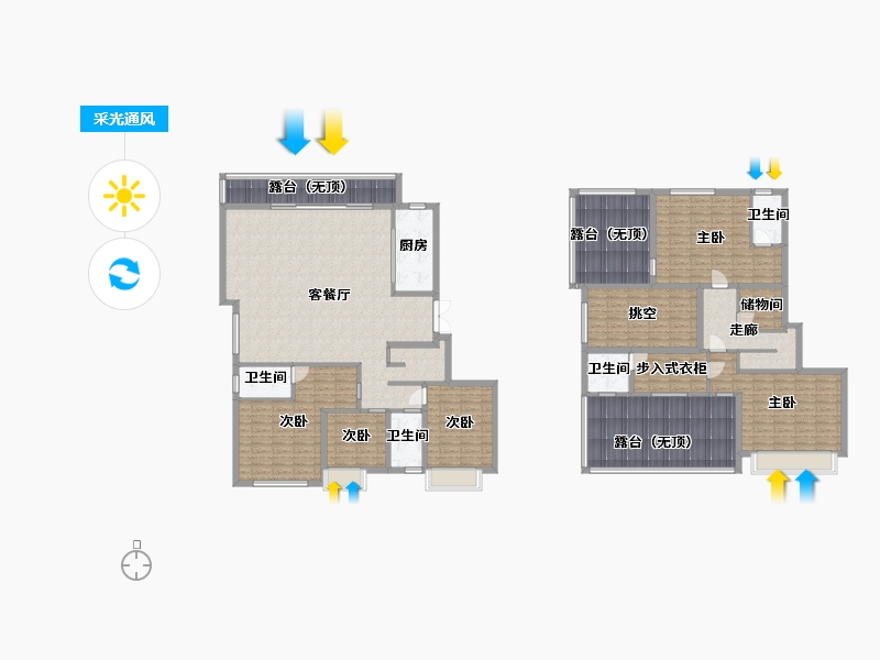 湖南省-长沙市-阳光城尚东湾E户型287m²-244.32-户型库-采光通风