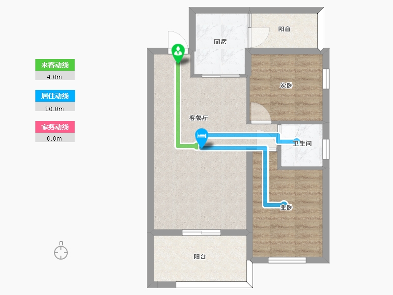 湖南省-长沙市-恒生碧水龙庭12B户型79m²-60.94-户型库-动静线