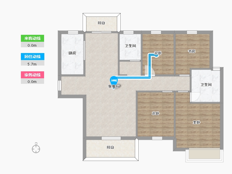 湖南省-长沙市-中建璟和城16，20，19号楼A2户型125m²-95.15-户型库-动静线