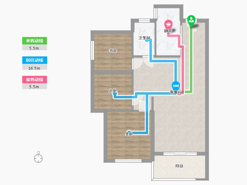 湖南省-长沙市-中建嘉和城凤凰台4，5号楼B3户型100m²-72.21-户型库-动静线