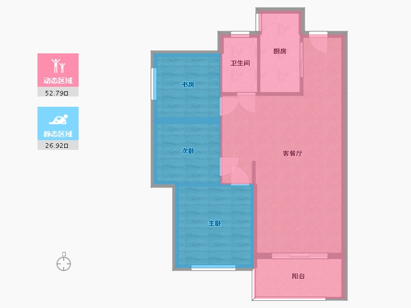 湖南省-长沙市-中建嘉和城凤凰台4，5号楼B3户型100m²-72.21-户型库-动静分区