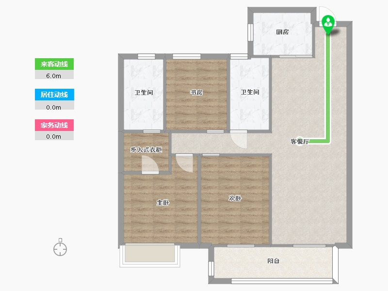 湖南省-长沙市-世茂璀璨天城A1户型117m²-93.60-户型库-动静线