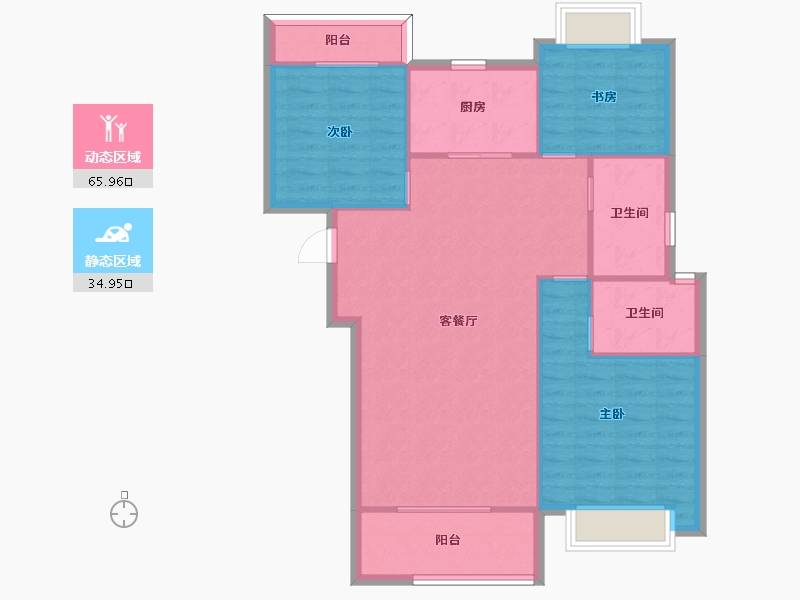 湖南省-长沙市-世茂璀璨天城C户型116m²-92.30-户型库-动静分区