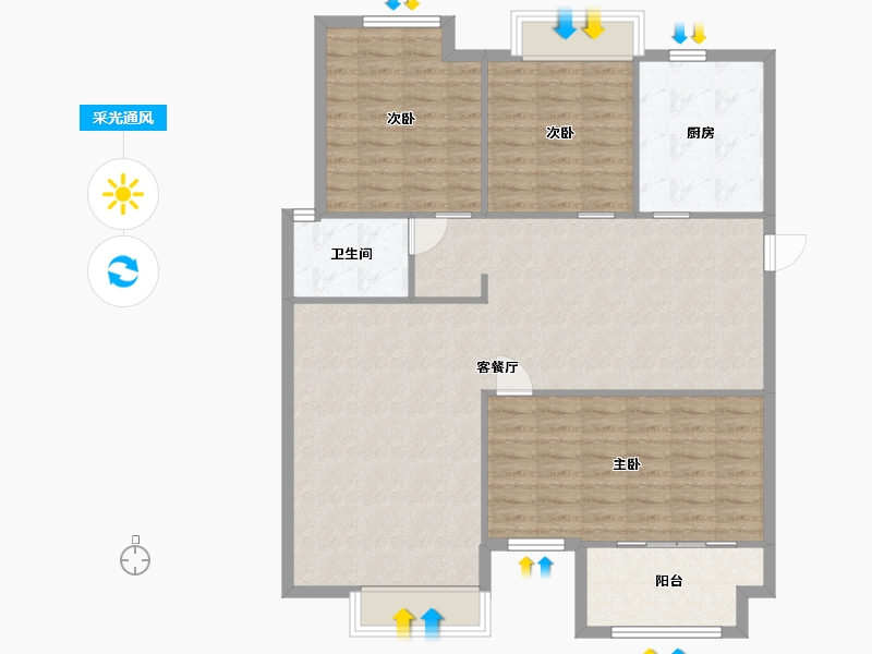 湖南省-长沙市-正荣悦玺A0户型139m²-111.21-户型库-采光通风