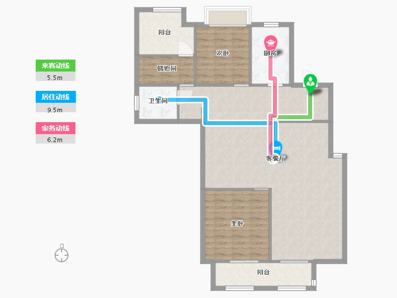 湖南省-长沙市-正荣悦玺B0户型130m²-104.00-户型库-动静线