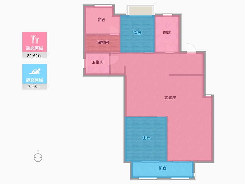 湖南省-长沙市-正荣悦玺B0户型130m²-104.00-户型库-动静分区