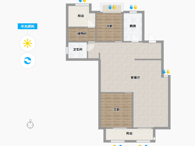 湖南省-长沙市-正荣悦玺B0户型130m²-104.00-户型库-采光通风