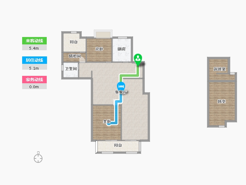 湖南省-长沙市-正荣悦玺B户型141m²-129.44-户型库-动静线