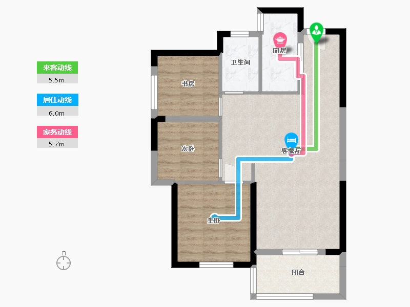 湖南省-长沙市-中建璟和城4号楼,5号楼B3户型101m²-71.88-户型库-动静线