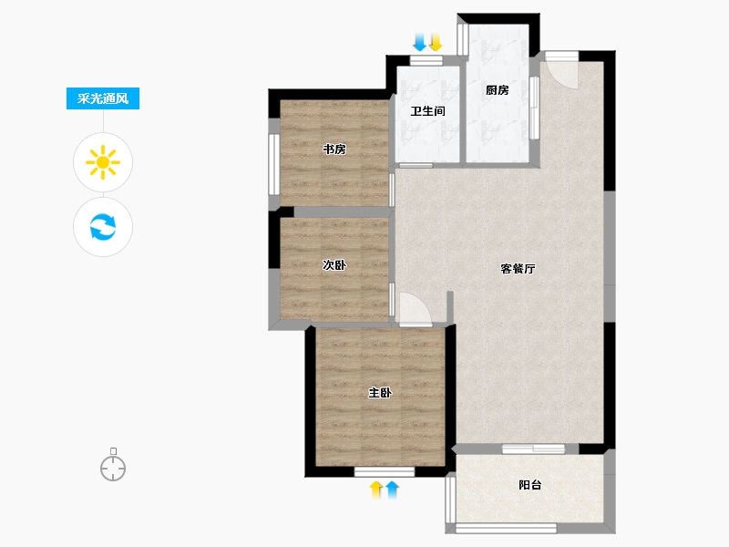 湖南省-长沙市-中建璟和城4号楼,5号楼B3户型101m²-71.88-户型库-采光通风