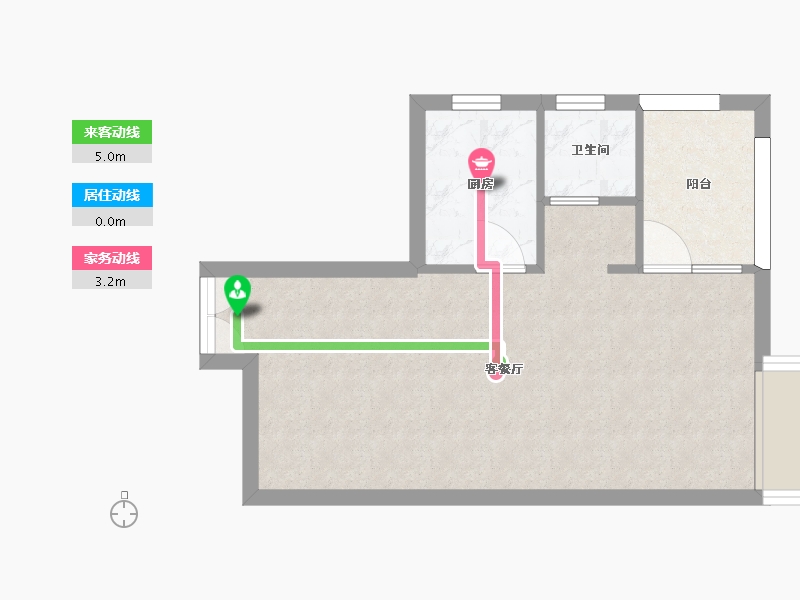 湖南省-长沙市-中煤和悦府D1户型58m²-42.54-户型库-动静线