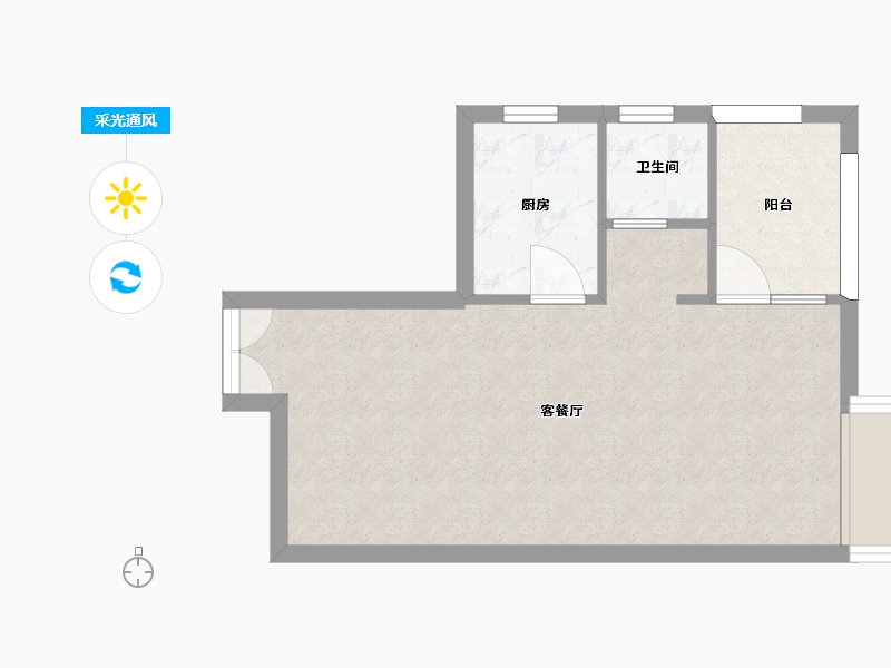 湖南省-长沙市-中煤和悦府D1户型58m²-42.54-户型库-采光通风