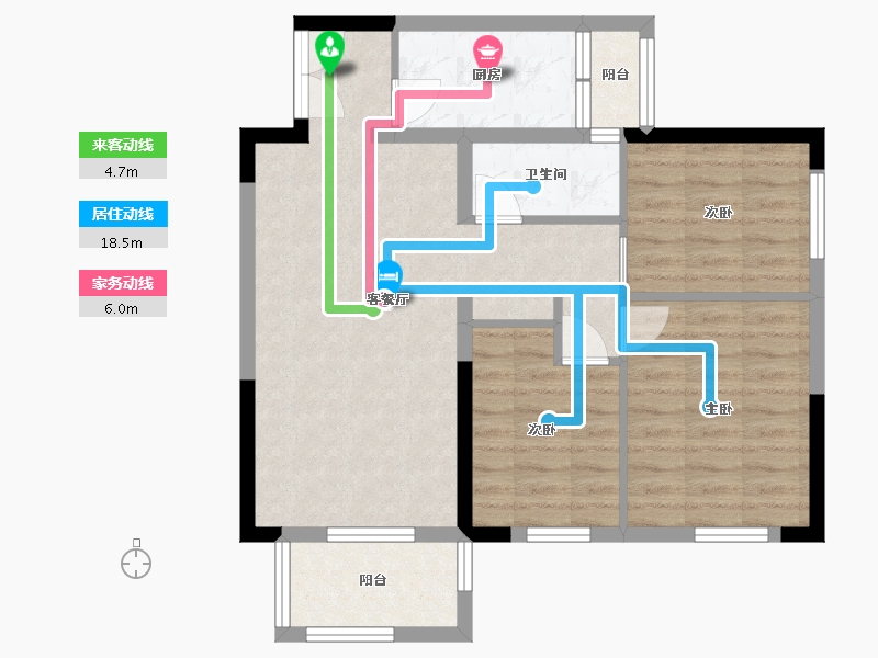 湖南省-长沙市-中煤和悦府C1户型102m²-73.51-户型库-动静线