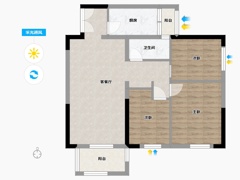 湖南省-长沙市-中煤和悦府C1户型102m²-73.51-户型库-采光通风