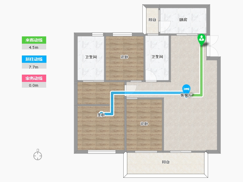 湖南省-长沙市-中煤和悦府B3户型123m²-92.50-户型库-动静线