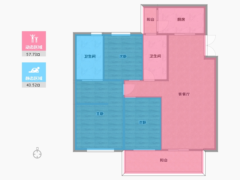 湖南省-长沙市-中煤和悦府B3户型123m²-92.50-户型库-动静分区