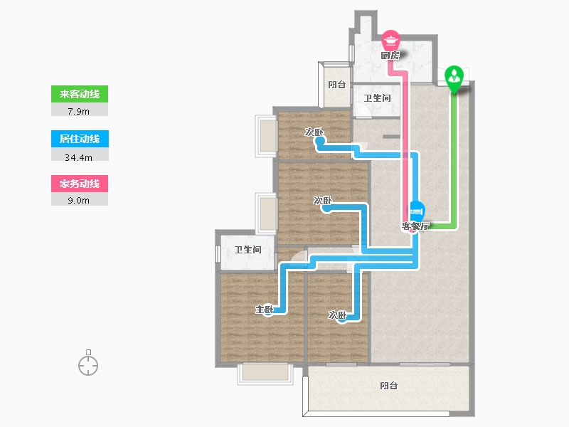 湖南省-长沙市-中建江山壹号4,190㎡户型-154.41-户型库-动静线