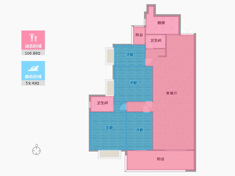 湖南省-长沙市-中建江山壹号4,190㎡户型-154.41-户型库-动静分区