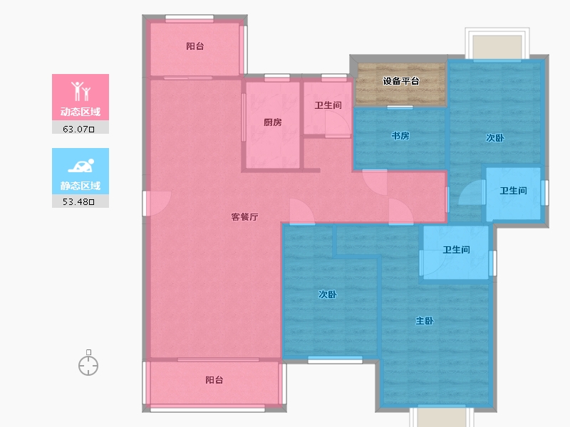 湖南省-长沙市-天鸿中央大院8B2户型143m²-109.90-户型库-动静分区