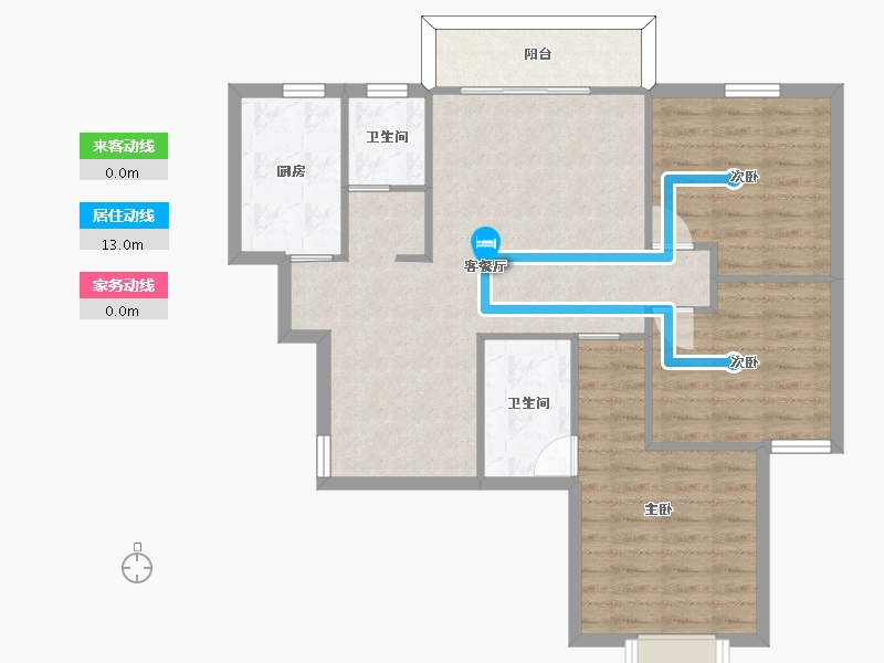 湖南省-长沙市-水墨林溪H2户型116m²-86.68-户型库-动静线