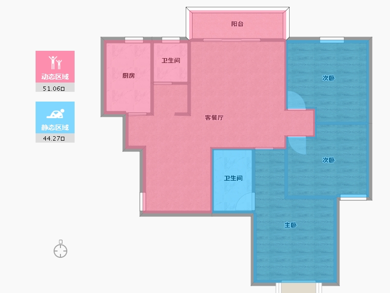 湖南省-长沙市-水墨林溪H2户型116m²-86.68-户型库-动静分区