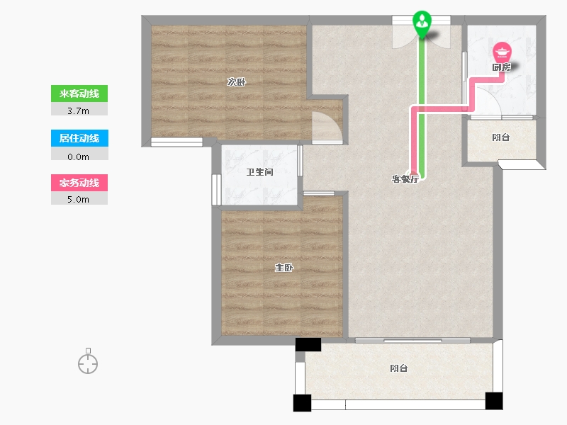 湖南省-长沙市-金谷豪庭A2户型88m²-70.40-户型库-动静线