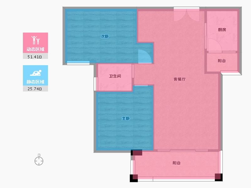 湖南省-长沙市-金谷豪庭A2户型88m²-70.40-户型库-动静分区