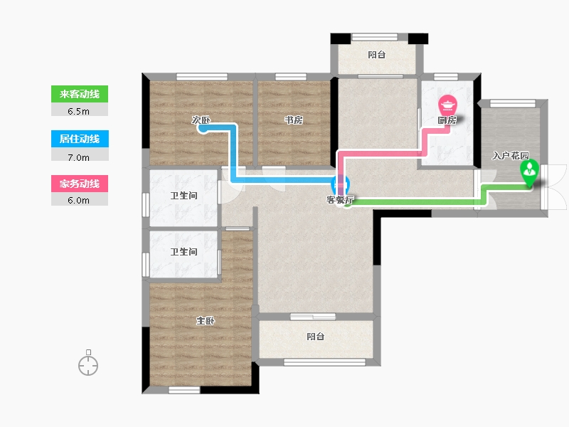 湖南省-长沙市-金谷豪庭A3户型112m²-90.82-户型库-动静线