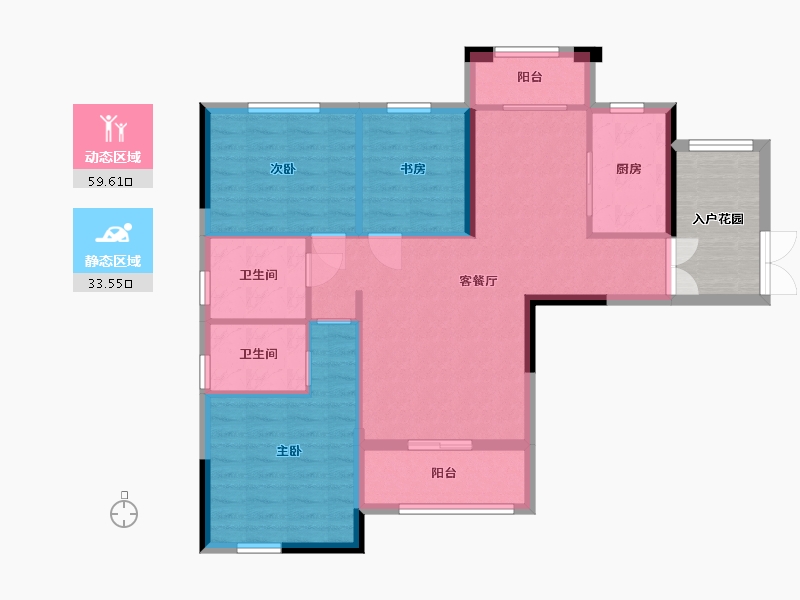 湖南省-长沙市-金谷豪庭A3户型112m²-90.82-户型库-动静分区