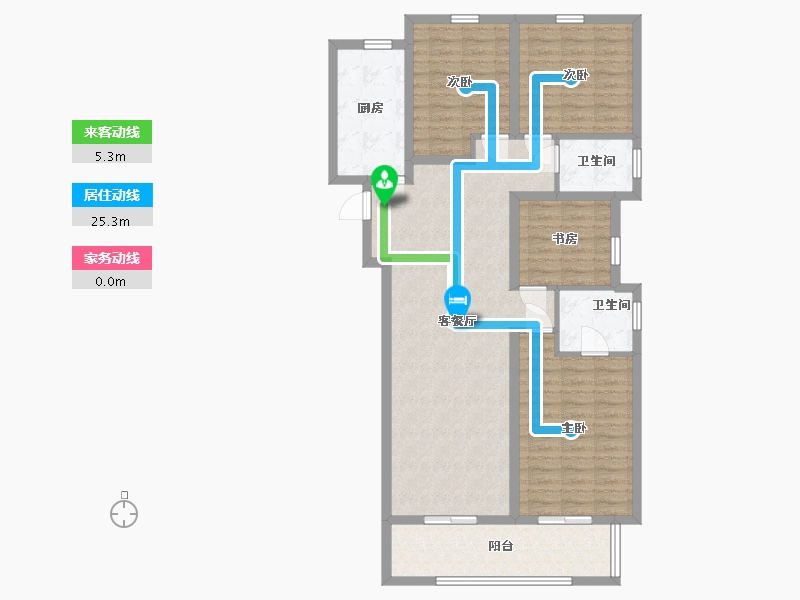 湖南省-长沙市-弘阳昕悦府6号楼135m²-108.00-户型库-动静线