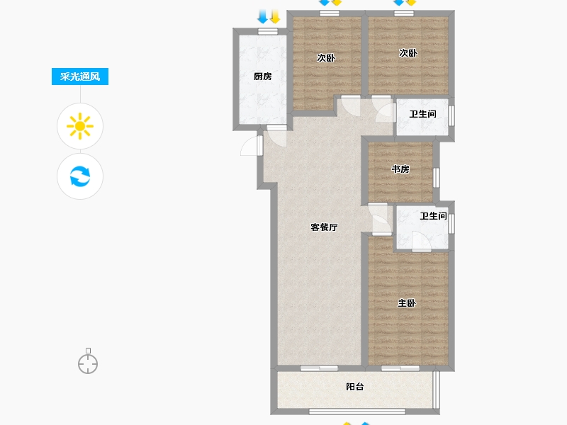 湖南省-长沙市-弘阳昕悦府6号楼135m²-108.00-户型库-采光通风