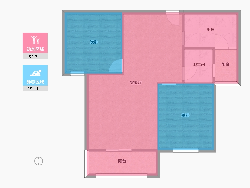 湖南省-长沙市-怡海星城三期C2户型91m²-70.93-户型库-动静分区