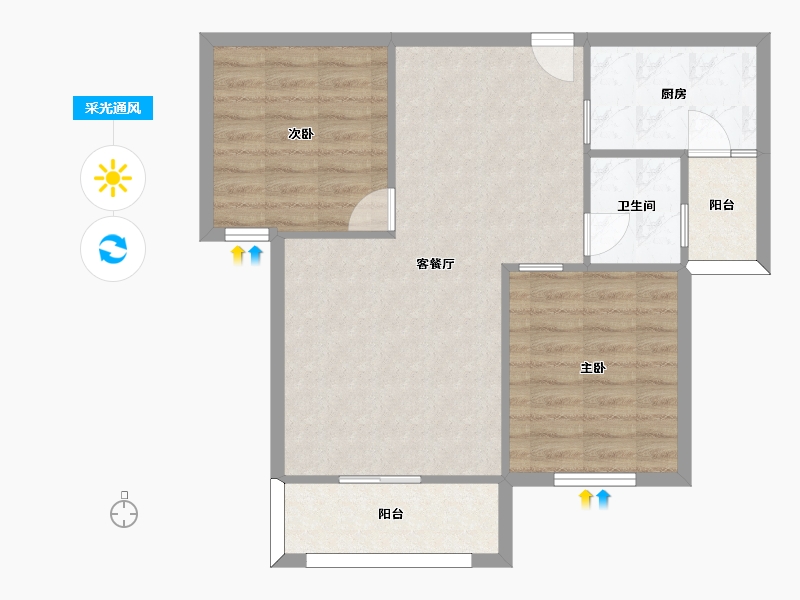 湖南省-长沙市-怡海星城三期C2户型91m²-70.93-户型库-采光通风