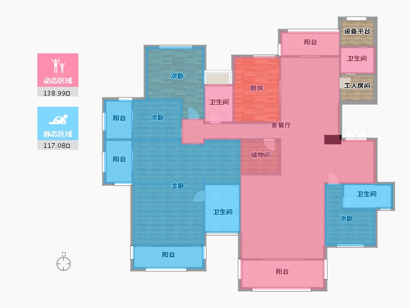 湖南省-长沙市-鑫远紫樾香山8栋9栋A4c户型303m²-245.39-户型库-动静分区