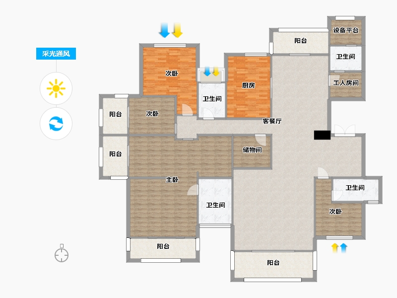 湖南省-长沙市-鑫远紫樾香山8栋9栋A4c户型303m²-245.39-户型库-采光通风