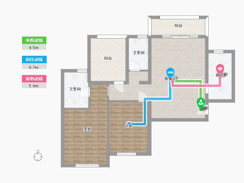 湖南省-长沙市-怡海星城三期C1户型121m²-95.24-户型库-动静线