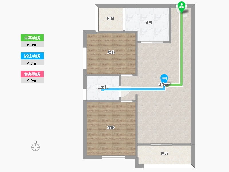 湖南省-长沙市-怡海星城三期D2户型92m²-72.74-户型库-动静线