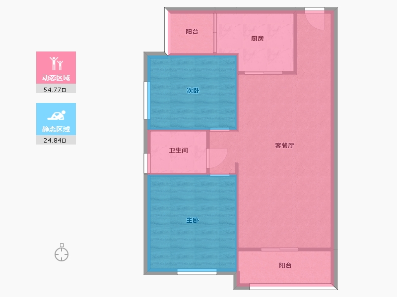 湖南省-长沙市-怡海星城三期D2户型92m²-72.74-户型库-动静分区