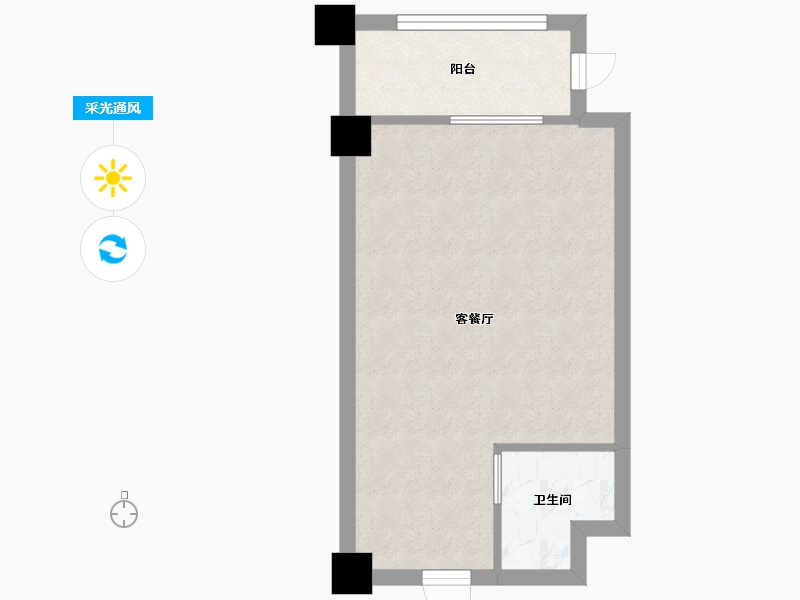 湖南省-长沙市-鑫远悦时代A4户型44m²-34.87-户型库-采光通风