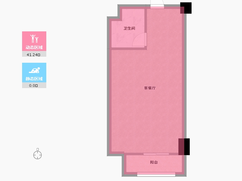 湖南省-长沙市-鑫远悦时代2号楼,2栋A1户型46m²-37.26-户型库-动静分区