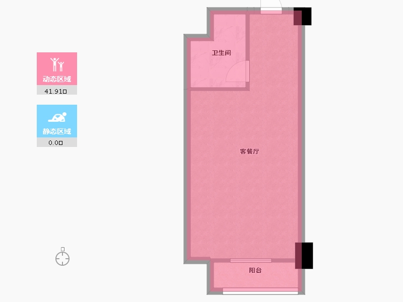 湖南省-长沙市-鑫远悦时代1号楼,1栋A4户型47m²-37.82-户型库-动静分区