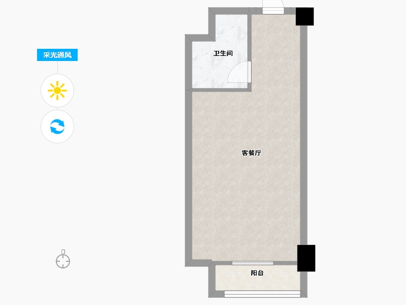 湖南省-长沙市-鑫远悦时代1号楼,1栋A4户型47m²-37.82-户型库-采光通风