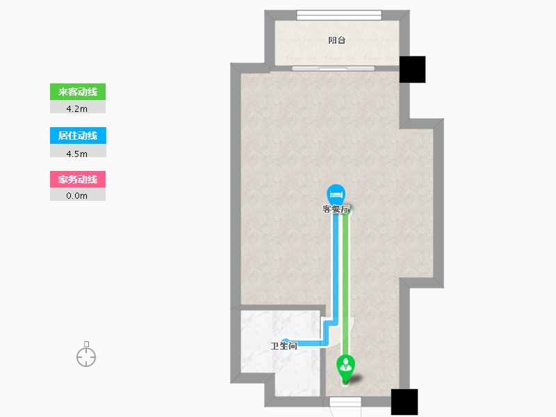 湖南省-长沙市-鑫远悦时代2号楼,2栋A7户型47m²-38.03-户型库-动静线