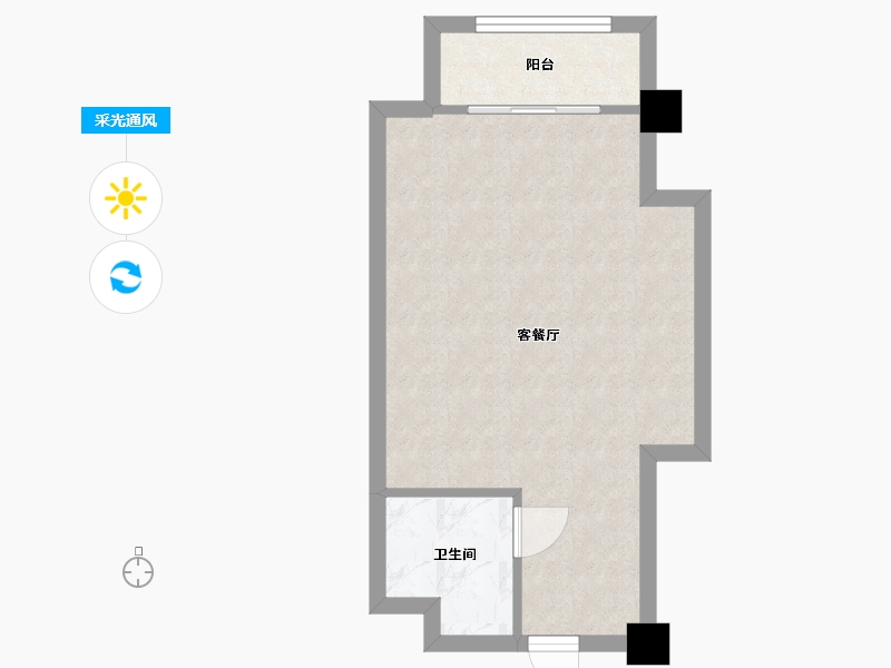 湖南省-长沙市-鑫远悦时代2号楼,2栋A7户型47m²-38.03-户型库-采光通风