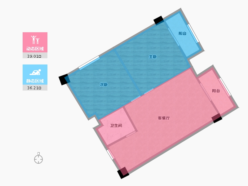 湖南省-长沙市-鑫远悦时代A2次户型86m²-68.60-户型库-动静分区