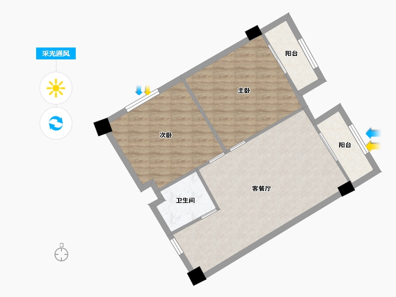 湖南省-长沙市-鑫远悦时代A2次户型86m²-68.60-户型库-采光通风