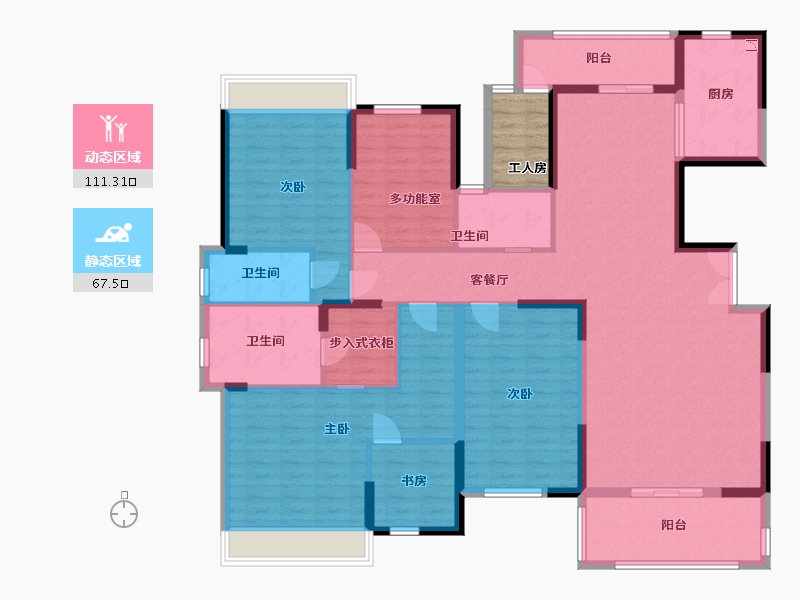 湖南省-长沙市-博林云栖D6号楼,D6户型203m²-165.78-户型库-动静分区