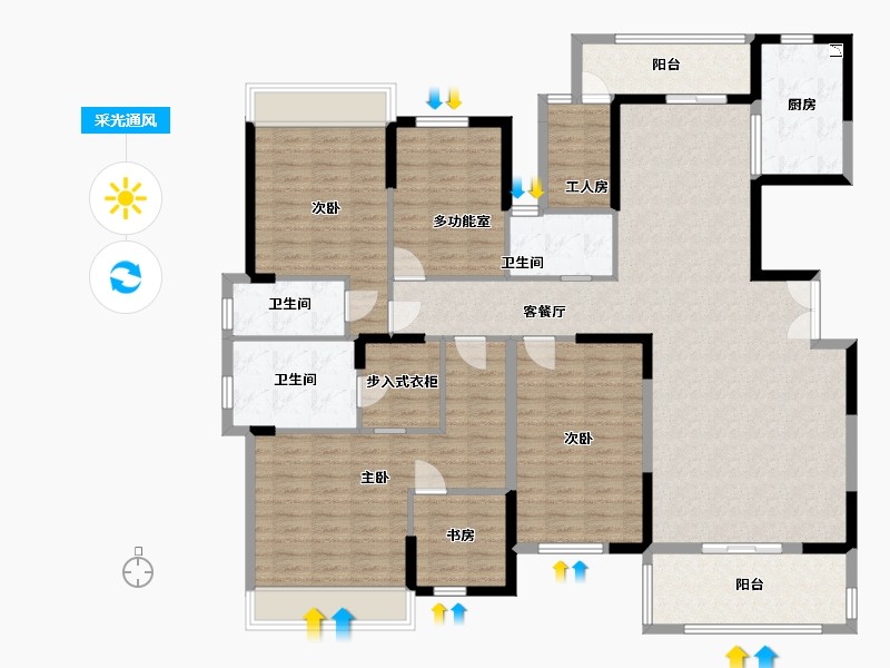 湖南省-长沙市-博林云栖D6号楼,D6户型203m²-165.78-户型库-采光通风